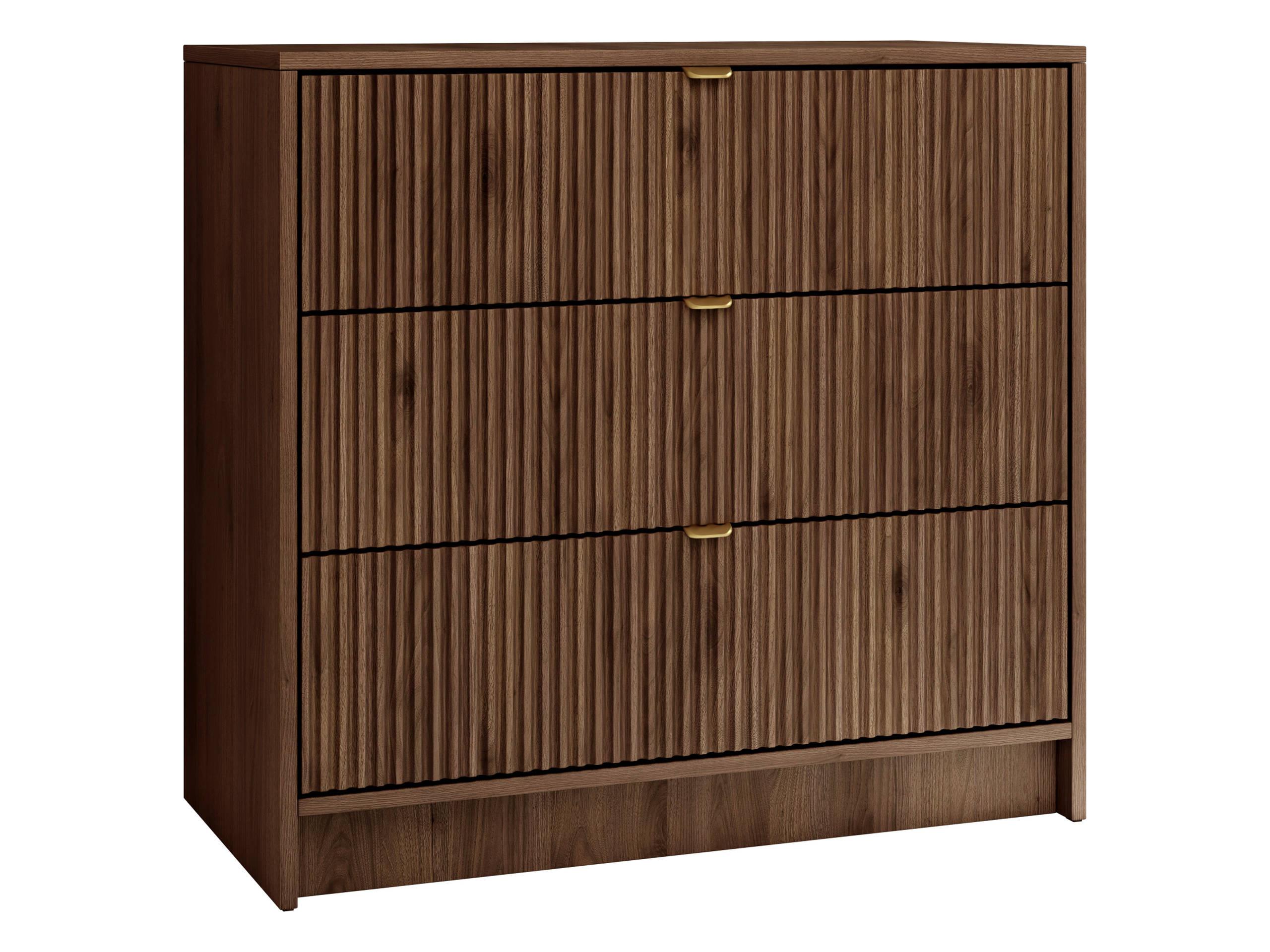 KOMMODE Tireno - Goldfarben/Nussbaumfarben, Holzwerkstoff/Metall (80/75/40cm) - MIRJAN24