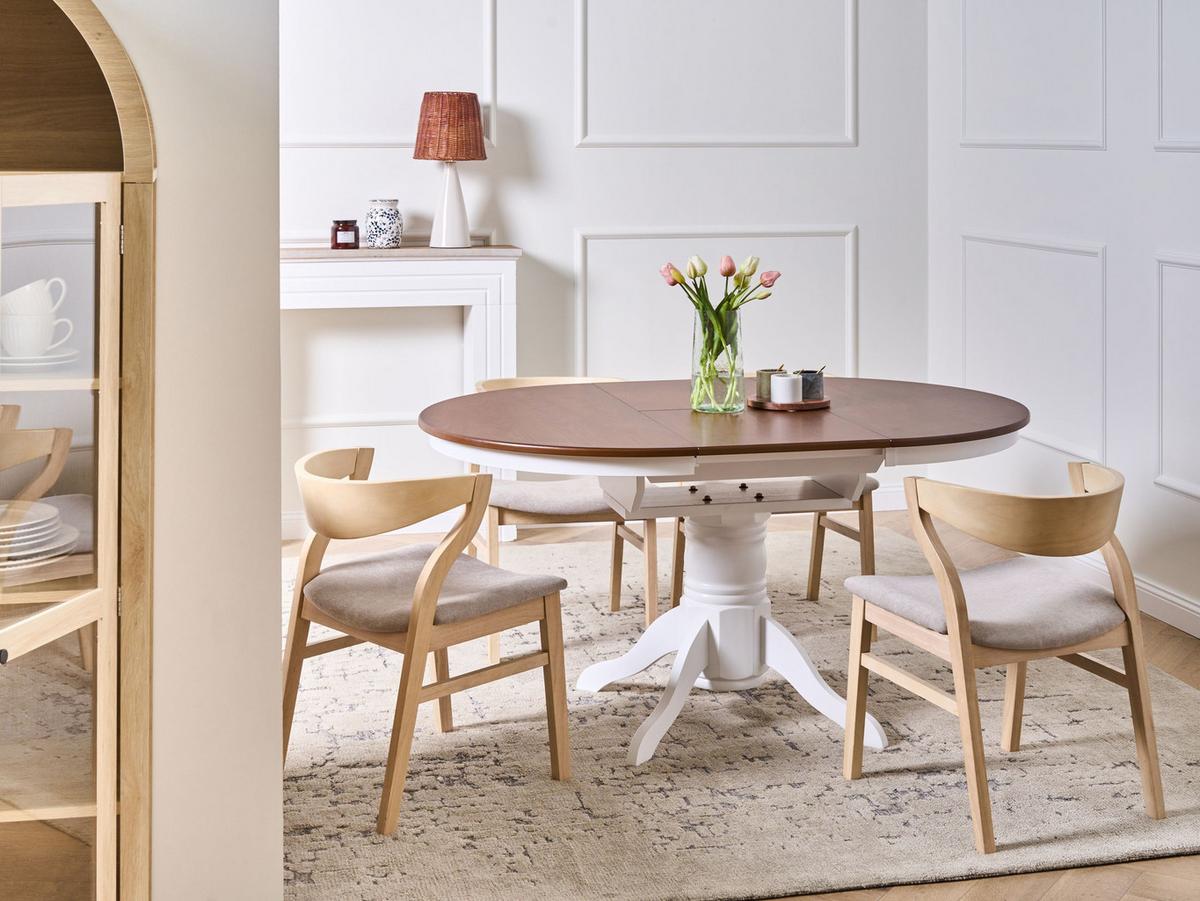 ESSTISCH ausziehbar Braune Esche 106-150/106 cm Holz Akron - Braun, Holz (106/106/74cm) - Beliani