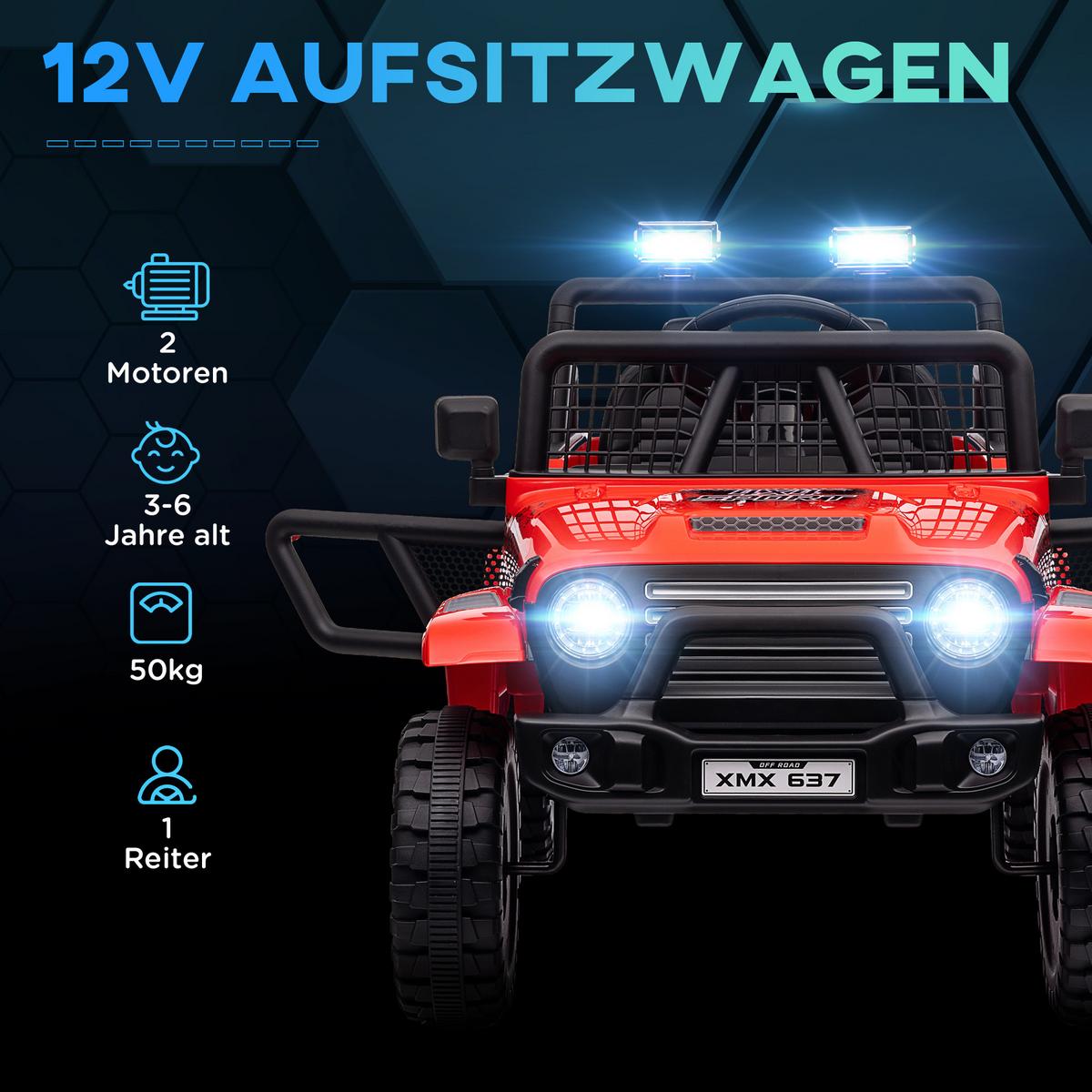 ELEKTRO Kinderauto - Rot, Metall (109/67/68.5cm) - AIYAPLAY