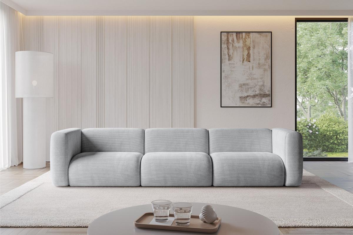 MODULARES Sofa 3-SITZER MIRA-S2 319x89x70 Grau cm Cord - Blaugrau/Schwarz, Holzwerkstoff/Kunststoff (319/70/89cm) - ALTDECOR