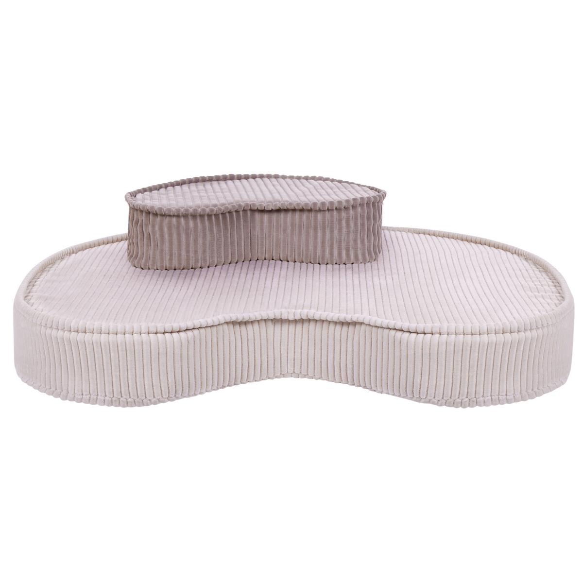 POUF Samtstoff Hellbeige Nili - Beige/Braun, Textil (90/10/75cm) - Beliani