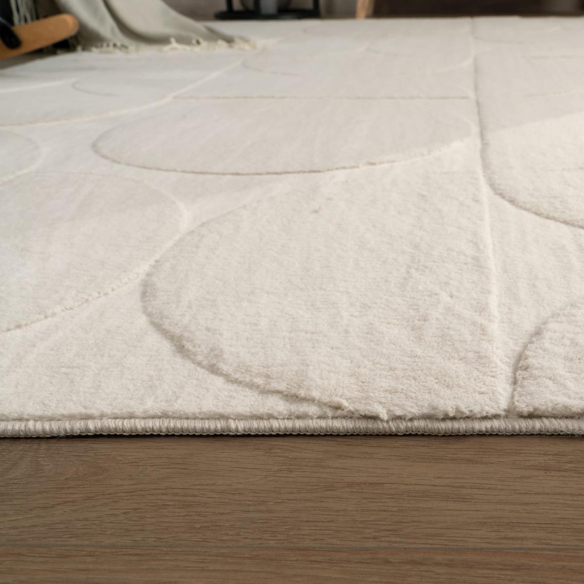 KURZFLORTEPPICH, mit Struktur, aus Polyester, Florhöhe 10 mm, Creme, 120 x 160 cm - Creme, Textil (160/120cm) - KADIMA DESIGN