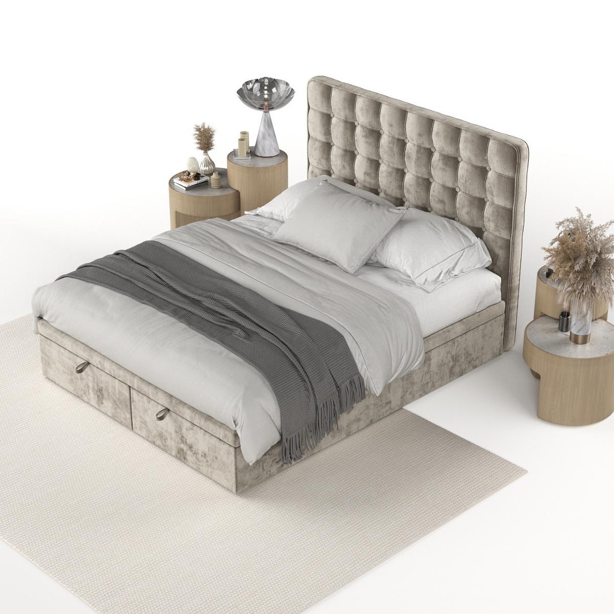 POLSTERBETT Celestia mit Stauraum 140/200 cm Beige im Lotta Stoff - Beige/Schwarz, Holz/Holzwerkstoff (140/200cm) - AltaBeds