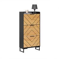 SCHUHSCHRANK Schwarz-Braun - Schwarz/Naturfarben, Holzwerkstoff (62/125/24cm) - SoBuy