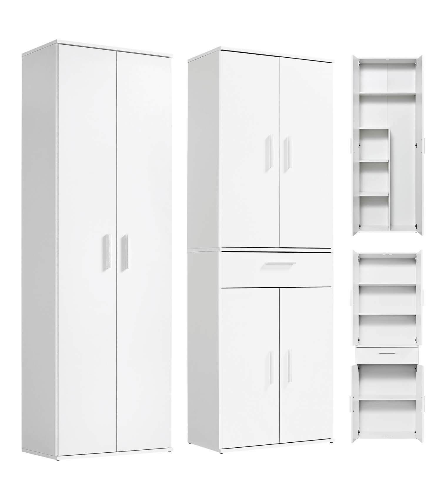 MEHRZWECKSCHRANK SET Der Allzweckwaffe - Silberfarben/Weiß, Holzwerkstoff (60/180/34cm) - Mokebo