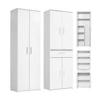MEHRZWECKSCHRANK SET Der Allzweckwaffe - Silberfarben/Weiß, Holzwerkstoff (60/180/34cm) - Mokebo