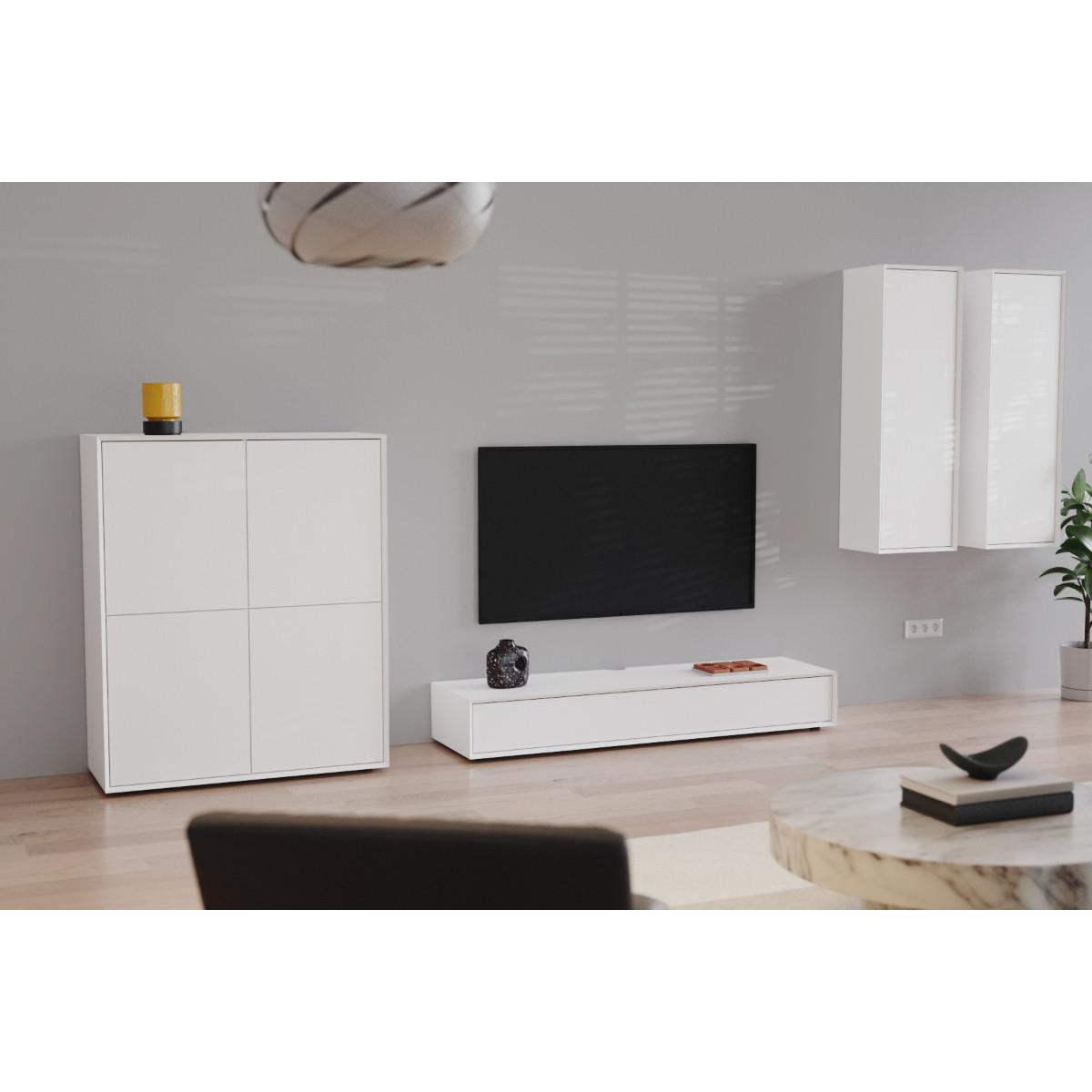 SIDEBOARD mit 1 Klappe 22/160/43 cm - Weiß, Holzwerkstoff (160/22/43cm) - Calicosy
