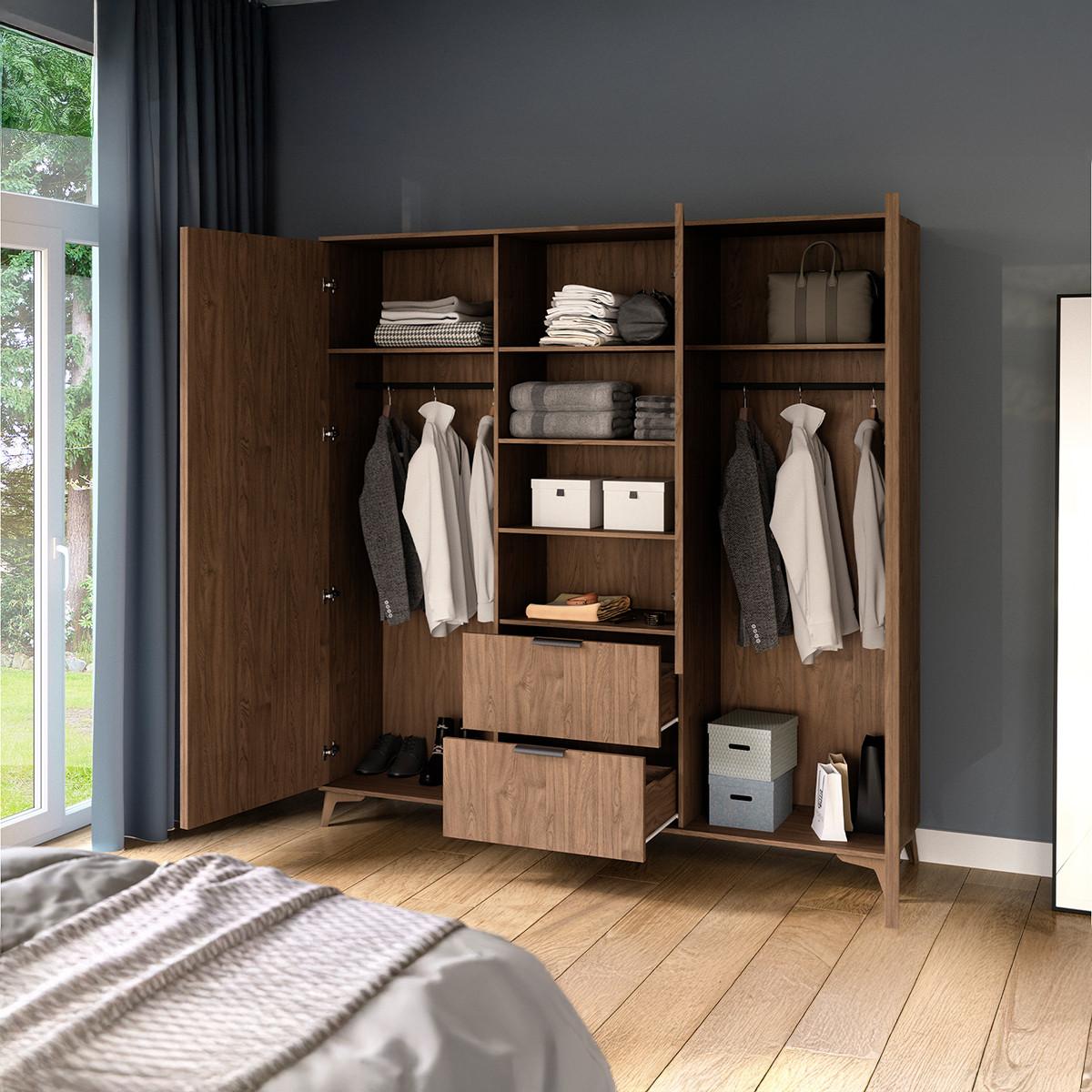 SCHRANK 3 Türen Esteban Holz - Braun, Holzwerkstoff (100/192/60cm) - Petits-meubles