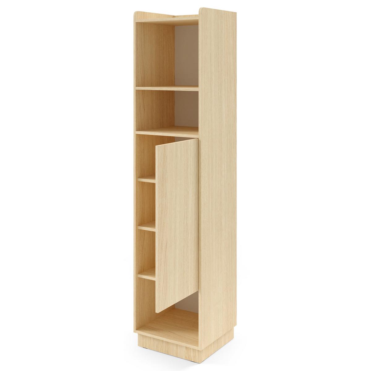BÜCHERREGAL Positivo mit 1 Tür, 45 cm, Mavelie-Eiche + Macadamia - Eichefarben, Holzwerkstoff (45/195/42cm) - Beautysofa