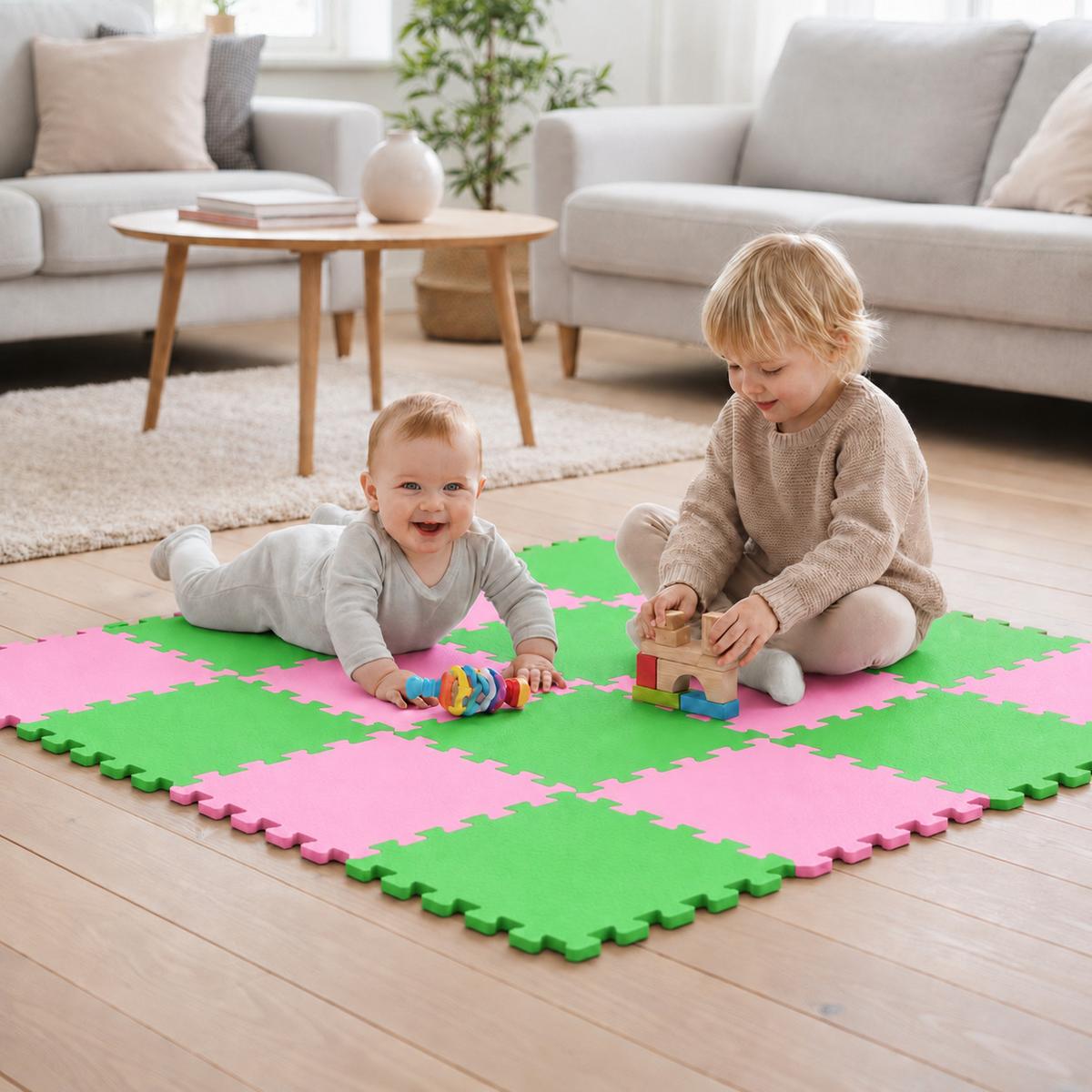 SPIELMATTE ab Null - 180/90/1 cm Puzzlematte Pink - Multicolor, Kunststoff (30/30cm) - Littletom