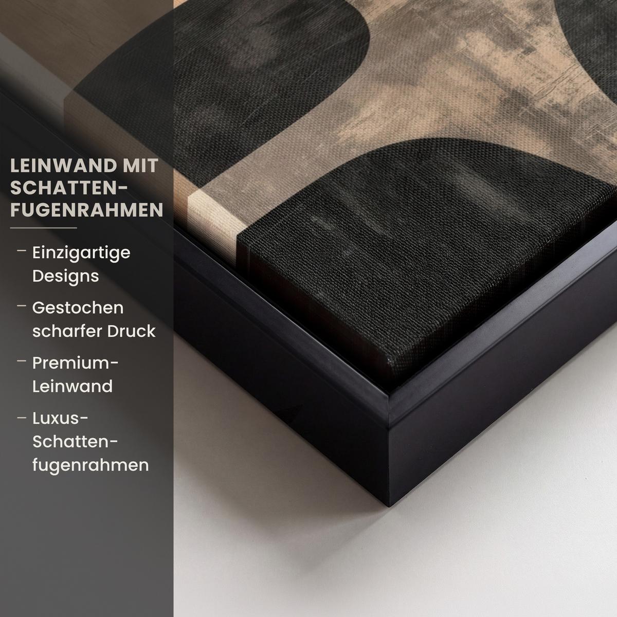 LEINWAND Bilder mit Rahmen - Abstrakt - Flugzeuge - Schwarz - Rund - 30x20 - Beige, Textil (30/20cm) - MuchoWow