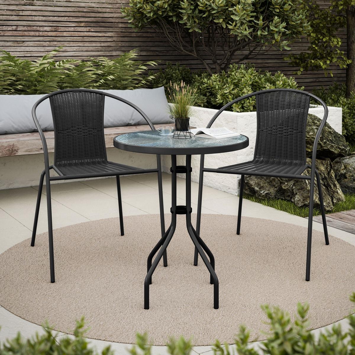 DINING LOUNGESET SIDE Gartenmöbelset aus Polyrattan - Grau, Kunststoff - Lookway