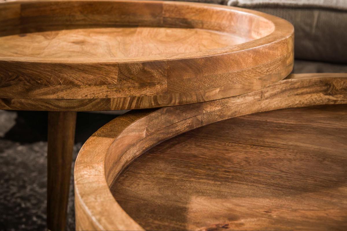 COUCHTISCH FLORA 2ER SET Braun Mango - Braun, Mangoholz/Holz (80/80/41cm) - KAWOLA