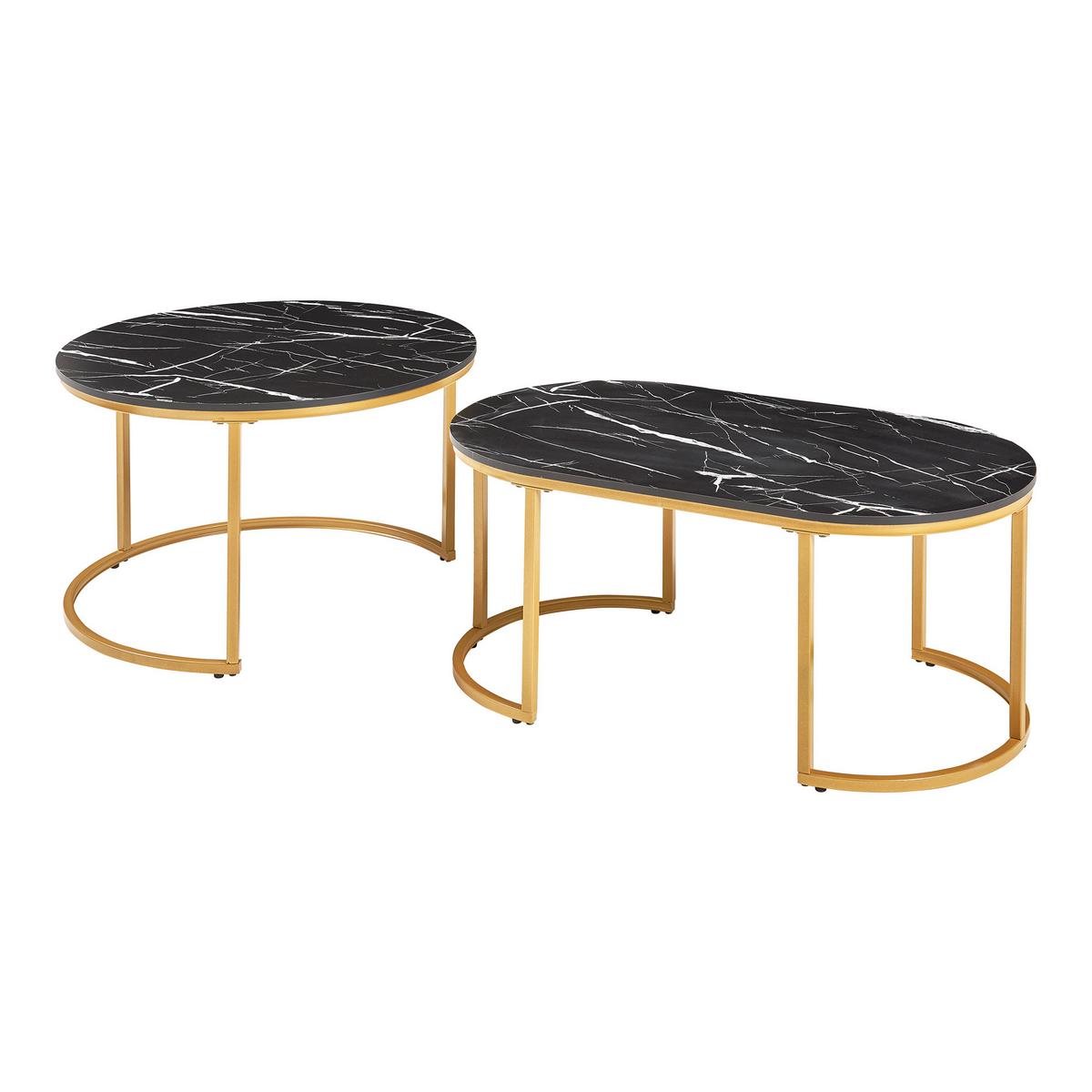 SATZTISCH-SET 2 TLG. Oppeerg - Goldfarben/Schwarz, Holzwerkstoff/Metall (70/70/45cm) - [en.casa]