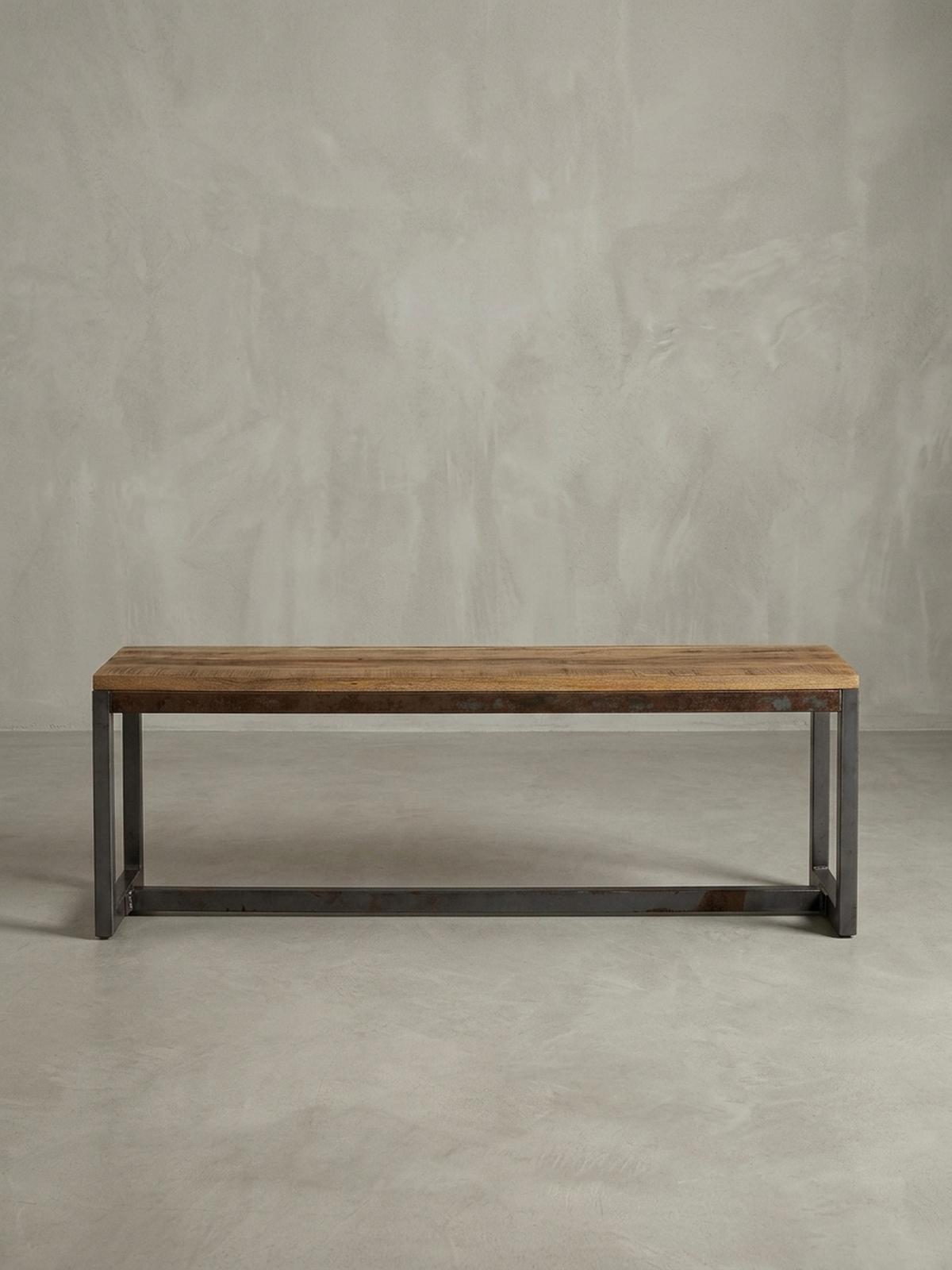 SITZBANK – Mango/Massivholz/Metall, 120x46x45 cm, ohne Lehne - Schwarz/Braun, Holz/Metall (45/46/120cm) - KADIMA DESIGN