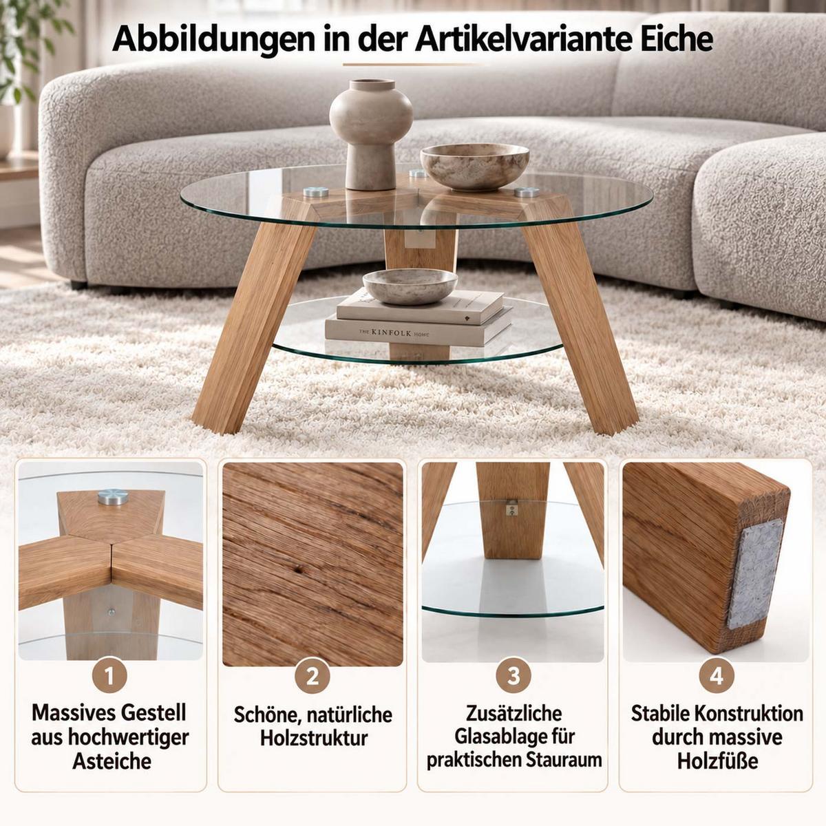 COUCHTISCH rund Braun - Braun, Holz (75/75/40cm) - MCW