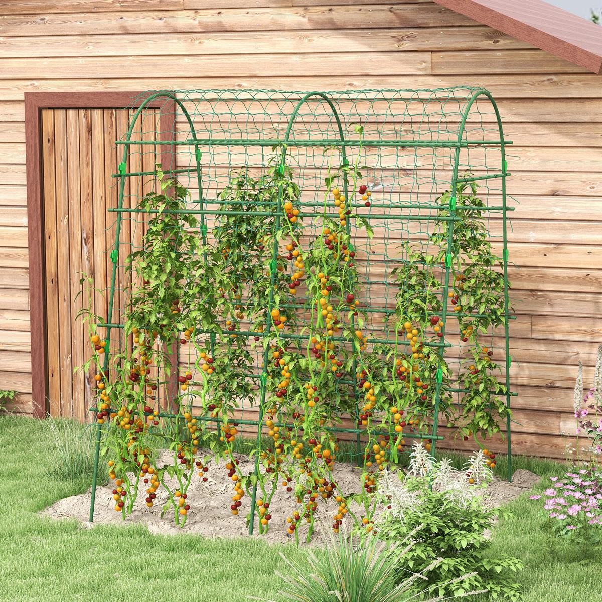 RANKHILFE für Kletterpflanzen, Verstellbares Spalier, für Garten, Balkon, Stahl, Grün - Grün, Metall (144/206/167cm) - Outsunny