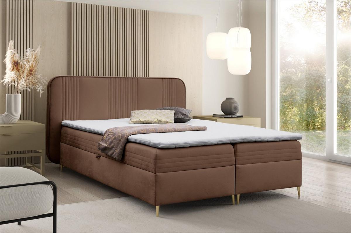 BOXBETT Alize - Dunkelbraun, Holzwerkstoff/Textil (160/200cm) - Fun Möbel