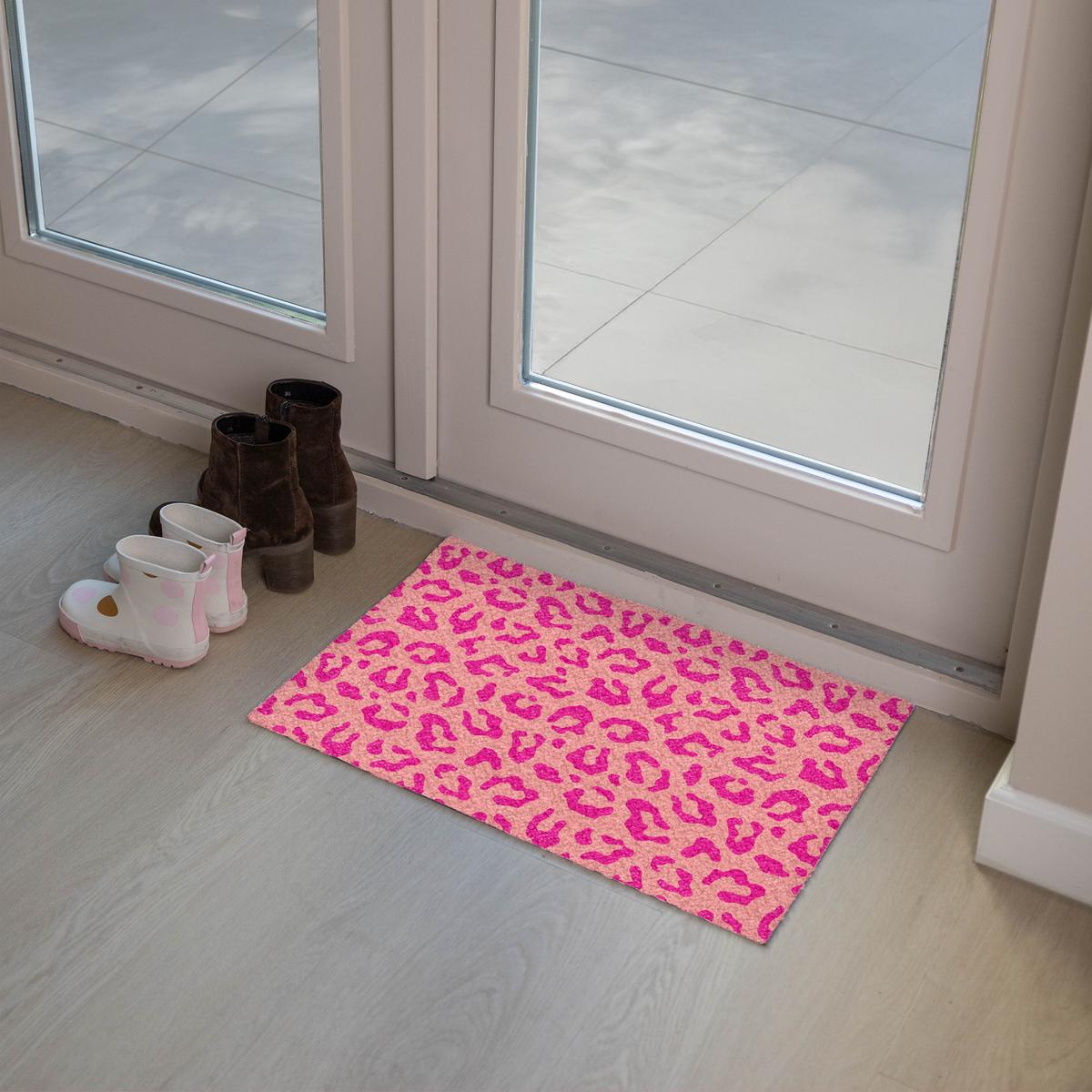 FUSSMATTE Pantherdruck - Rosa - Tierdruck - Minimalistisch Sauberlaufmatte 60x40 cm - Pink, Kunststoff (60/40cm) - MuchoWow