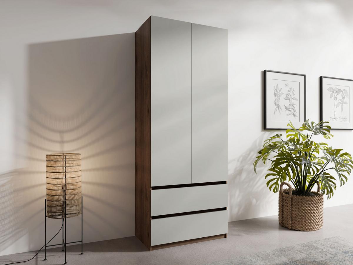 KLEIDERSCHRANK Walnuss, Neutralgrau 90/230,5/49,8 - Walnussfarben/Grau, Holzwerkstoff (90/231/50cm) - RAUMHIRSCH FURNITURE