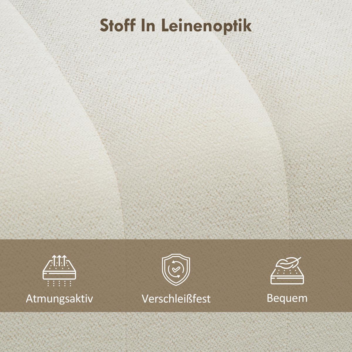 HOCKERBANK Cremeweiß - Creme, Textil (40/44/110cm) - HOMCOM