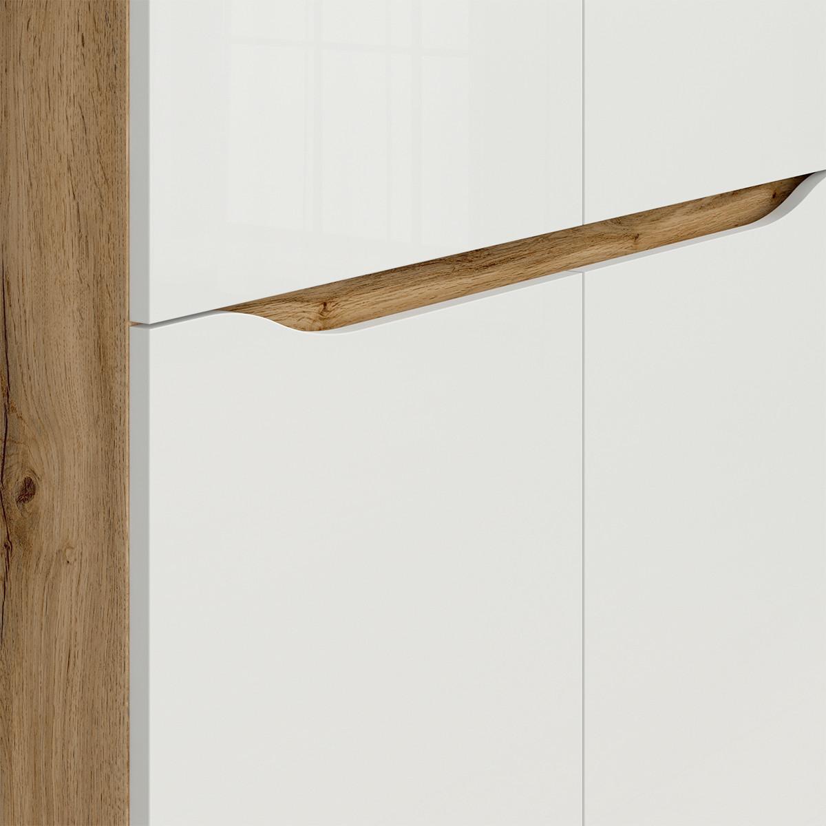 SCHRANK 2 Türen June Weiß und Holz - Weiß, Holzwerkstoff (90/198/58cm) - Petits-meubles