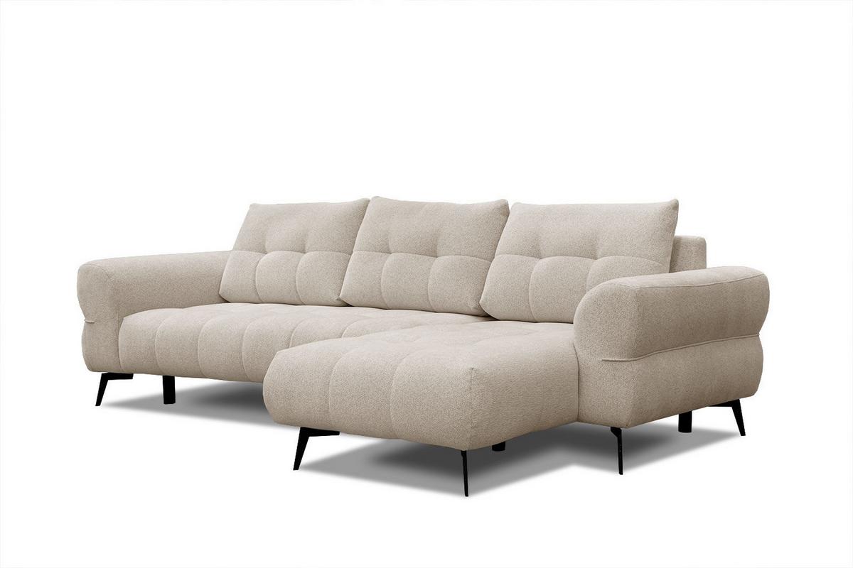 ECKSOFA SALVINI 4-Sitzer, ecru - Ecru/Schwarz, Holzwerkstoff/Textil (292/158cm) - Wozimo