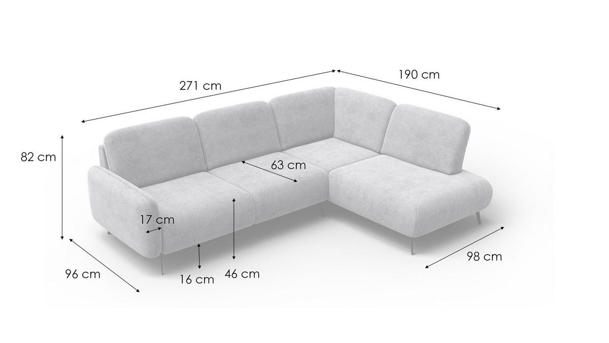 ECKSOFA FEBE 5-Sitzer rechts, dunkelorange - Dunkelorange/Schwarz, Holz/Textil (271/190cm) - Wozimo
