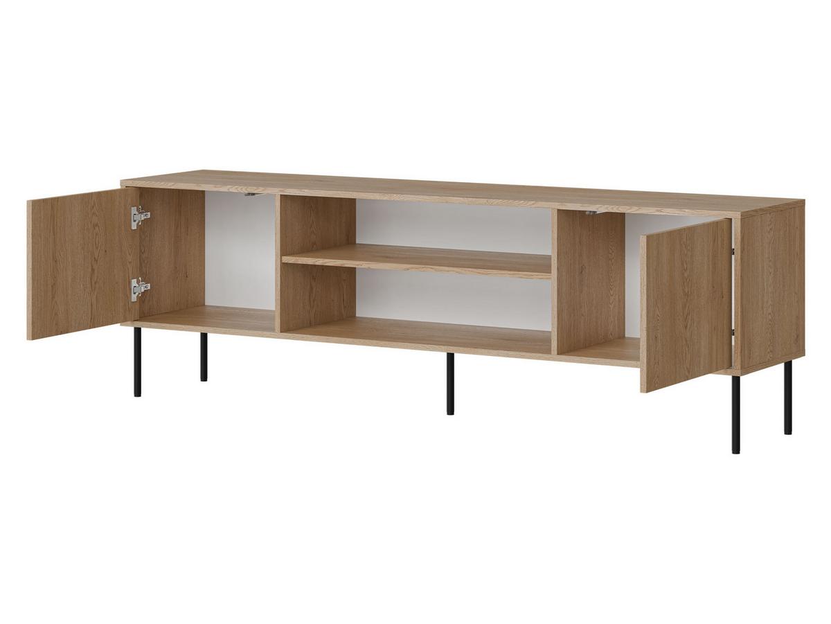 TV-LOWBOARD Domi 180 2D EF - Eichefarben/Schwarz, Holzwerkstoff/Metall (183/60/40cm) - MIRJAN24