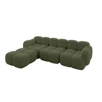ECKSOFA modulares Sofa Links Miko-L2 302x205x75 Grün Bouclé - Smaragdgrün/Schwarz, Holzwerkstoff/Kunststoff (302/205cm) - ALTDECOR