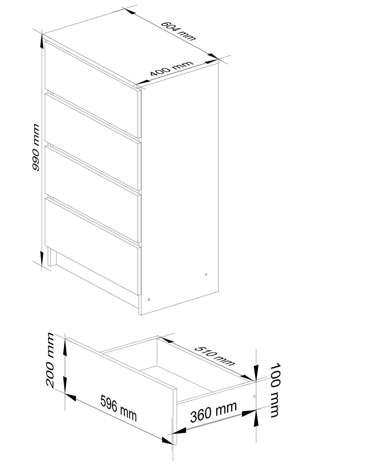 KOMMODE - Weiß, Holzwerkstoff (60/99/40cm) - RAUMHIRSCH FURNITURE