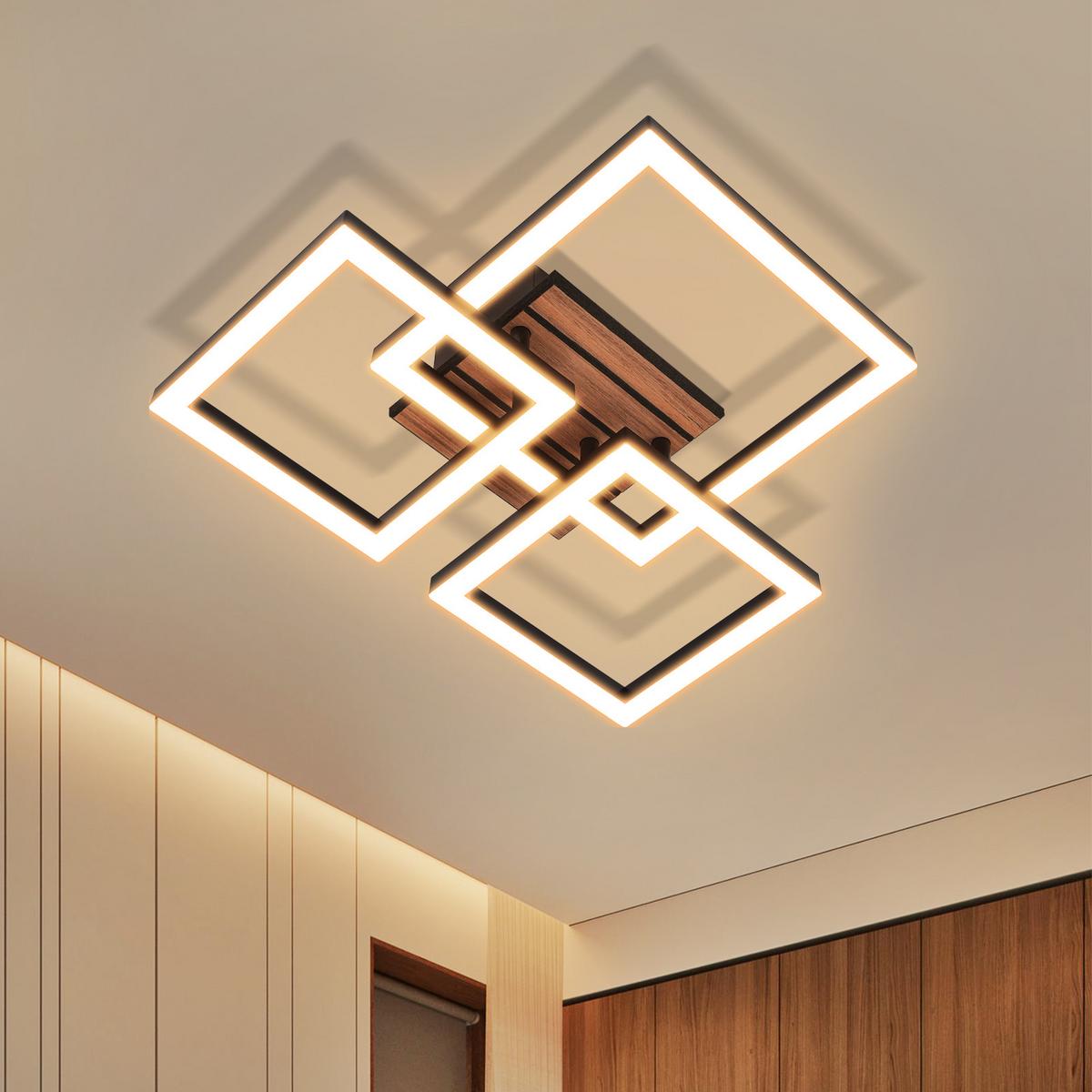 LED DECKENLEUCHTE Fixalin 31.5/38/8 cm - Schwarz, Kunststoff/Metall (31.5/38/8cm) - ZMH