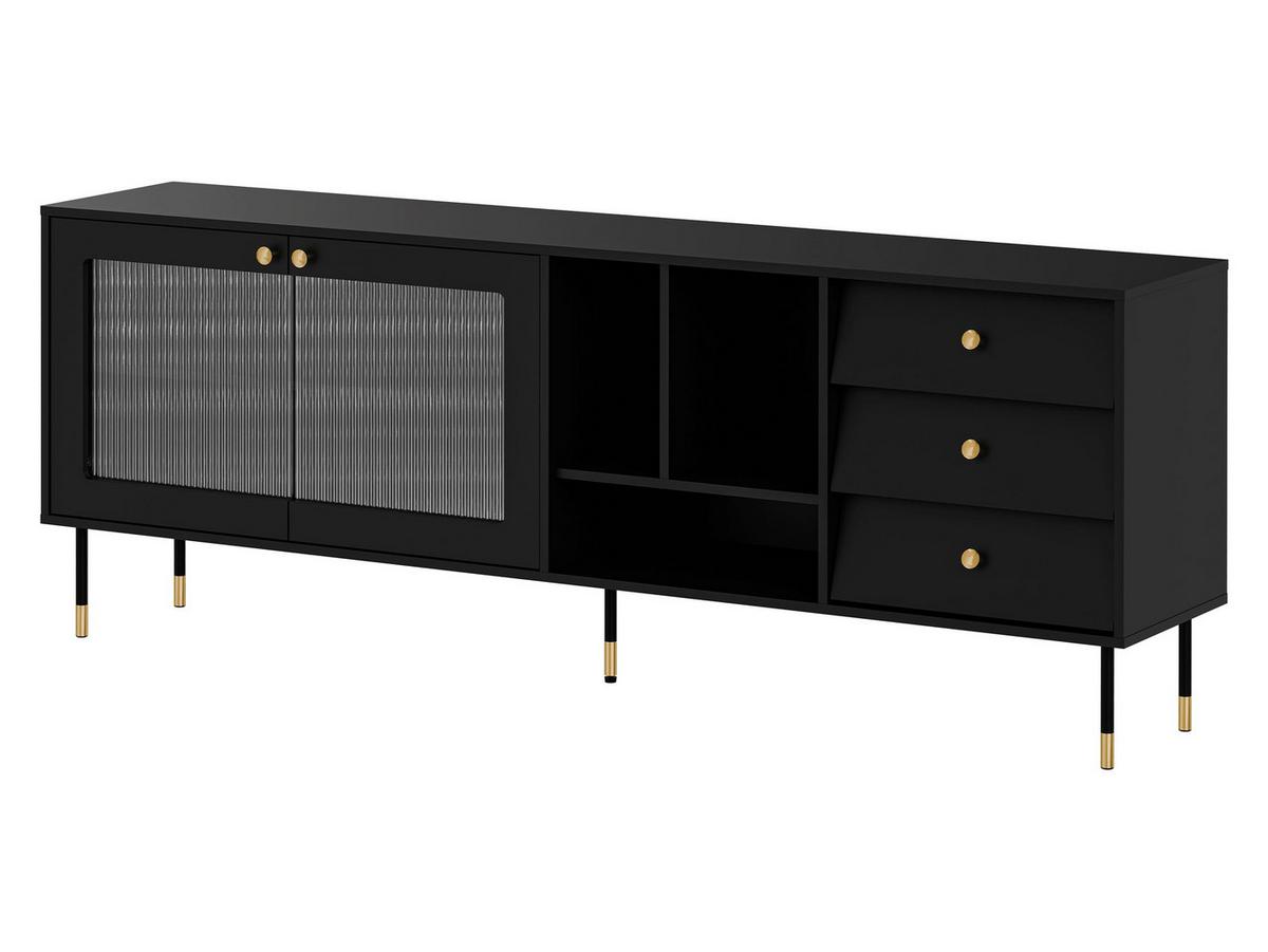 SIDEBOARD Valerio 200 - Goldfarben/Schwarz, Holzwerkstoff/Kunststoff (200/75/39cm) - MIRJAN24