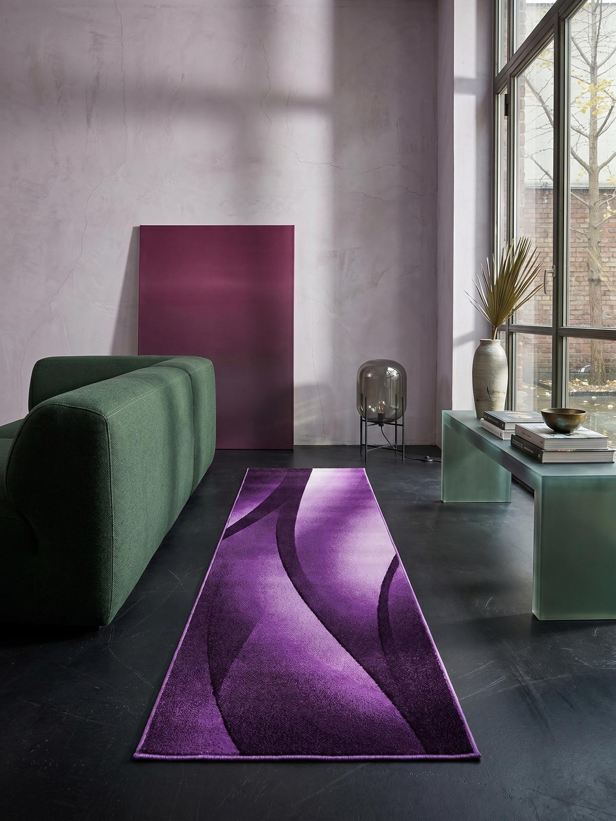 TEPPICH Kurzflor INN in Violett, mit Farbverlauf, 80 x 300 cm - Lila, Textil (80/300cm) - KADIMA DESIGN