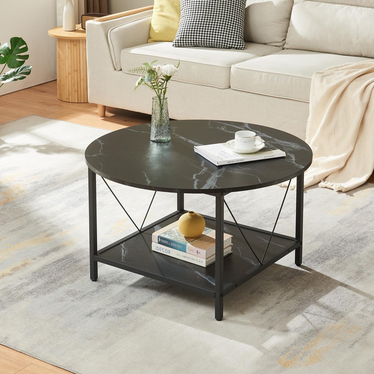 COUCHTISCH Filem 80/46 cm - Schwarz, Holzwerkstoff/Metall (80/80/46cm) - [en.casa]
