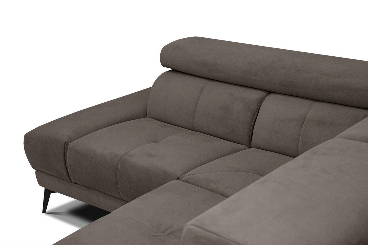 ECKSOFA LARS 5-Sitzer, 1 Relax, verstellbare Kopfstützen, taupe - Taupe/Schwarz, Holzwerkstoff/Textil (284/201cm) - Wozimo