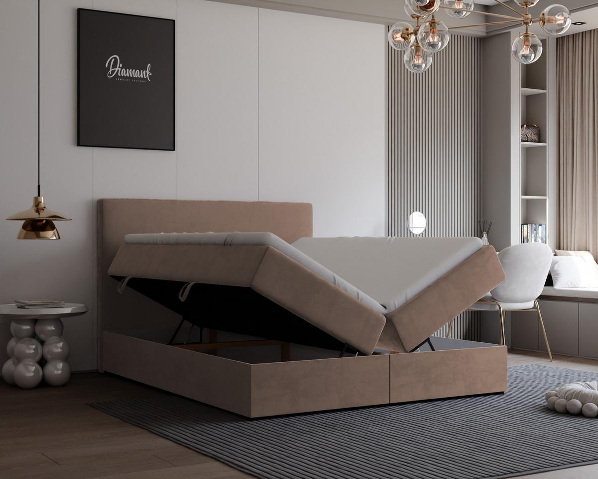 BOXBETT GIULIA 140/200 cm mit Matratze und Topper, Hellbraun - Hellbraun, Textil (140/200cm) - Idohome