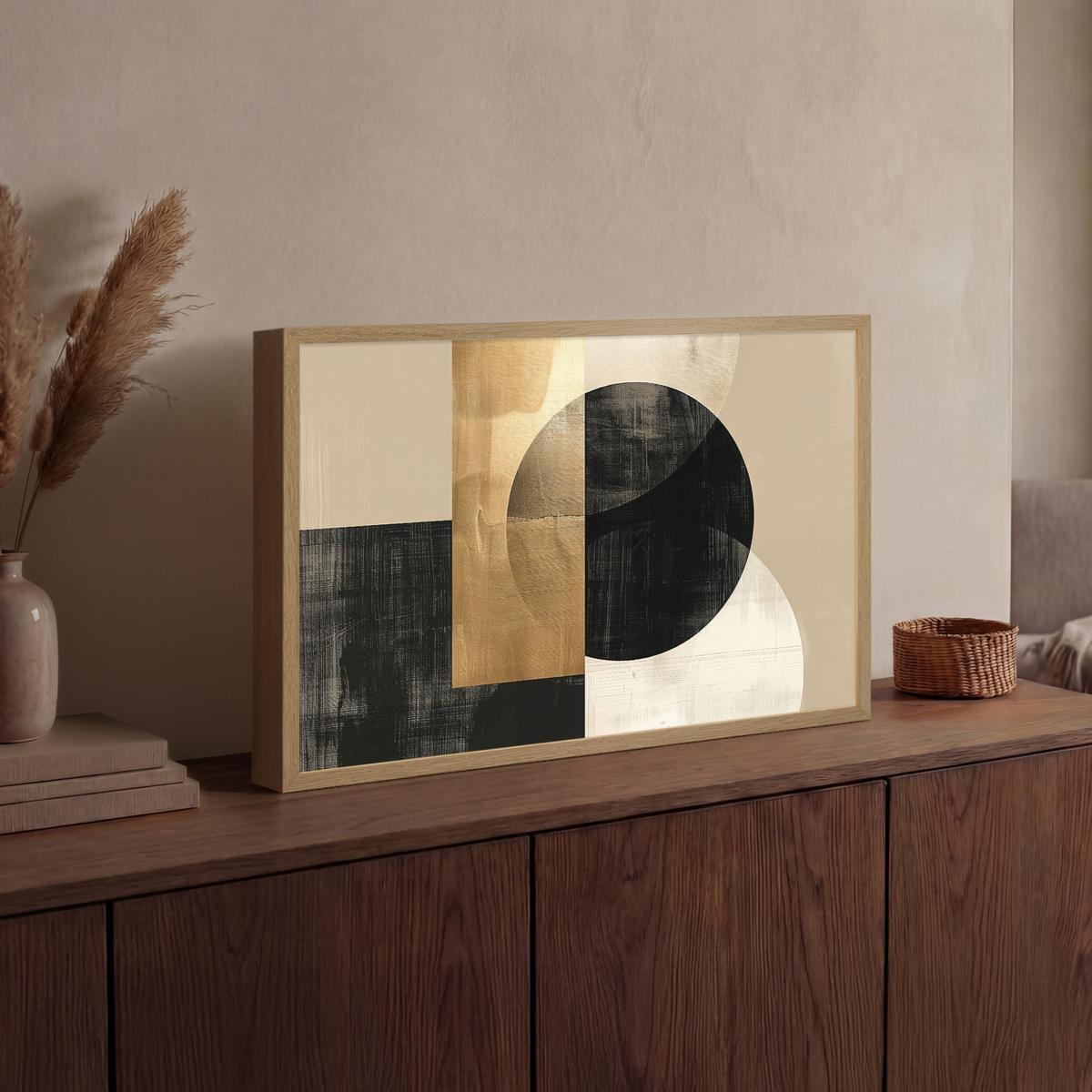 WANDLEUCHTE MIT AKKU Abstrakt - Modern - Schwarz - Gold 60x40 cm - Sandfarben, Holzwerkstoff (60/40/8cm) - OnlyWow