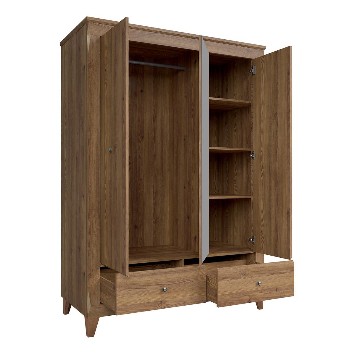 SCHRANK 3 Türen Raya Holz - Braun, Holzwerkstoff (144/202/63cm) - Petits-meubles