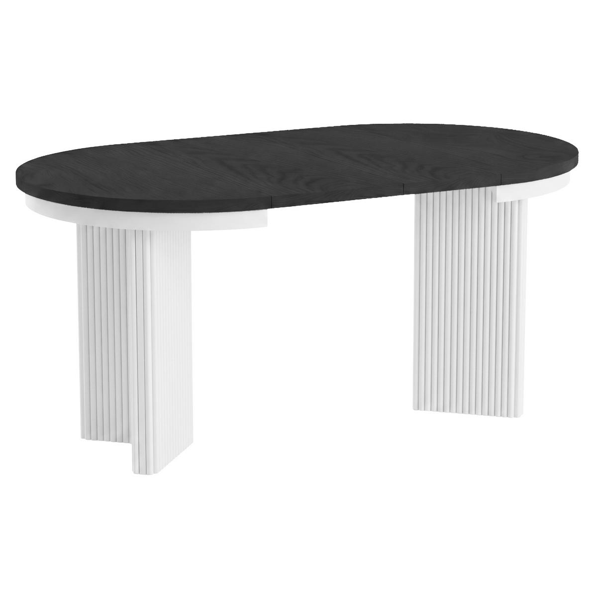 ESSTISCH Prestige runder Design-Tisch, ausziehbar Ø 100–180 cm, Schwarz+Weiß - Schwarz/Weiß, Metall (100/100/77cm) - Beautysofa