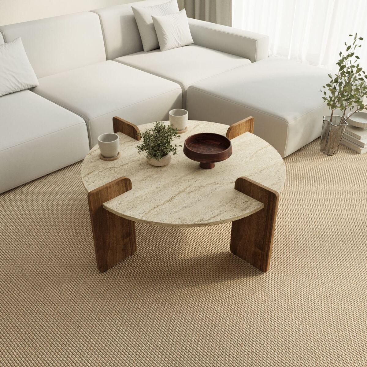 COUCHTISCH mit runder Platte D90 cm 90/35/90 cm - Beige, Holzwerkstoff (8/90/35cm) - Calicosy