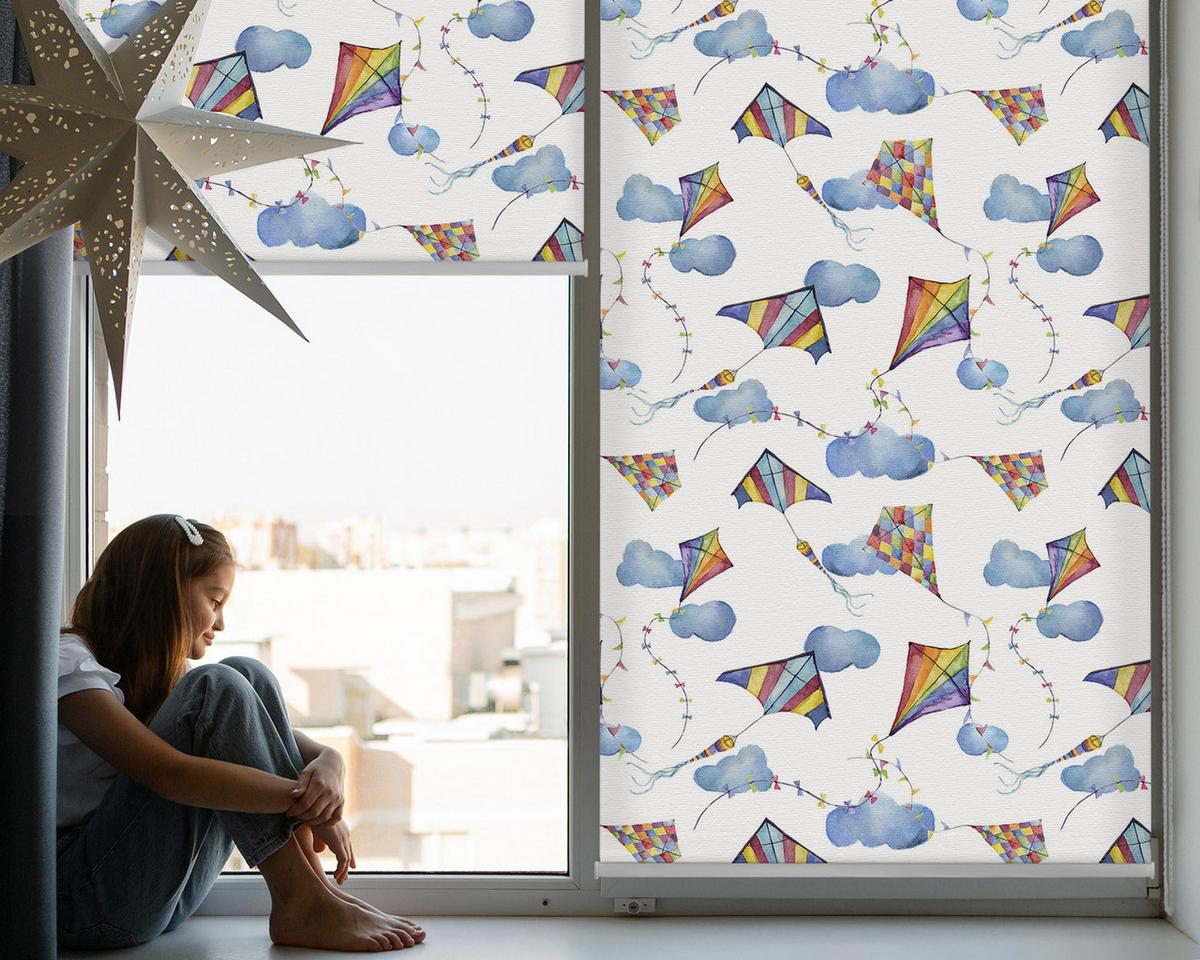 INNENROLLO - Fensterrollo - Rollo - 110x140 cm - Bunte Drachen - Blau, Kunststoff (110/140/0.5cm) - TULUP