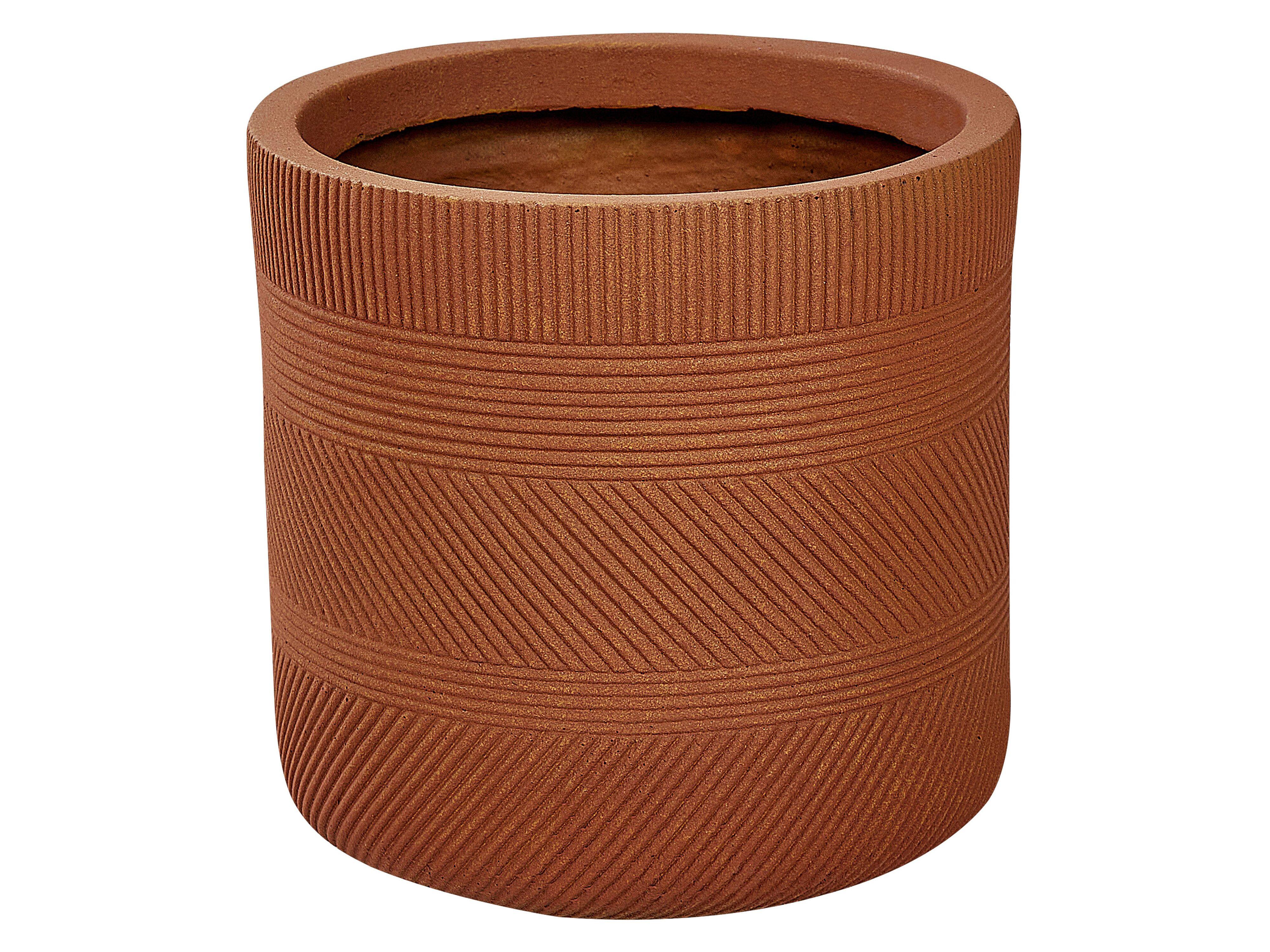 BLUMENTOPF goldbraun rund 31/31/31 cm Voula - Braun, Naturmaterialien (31cm) - Beliani