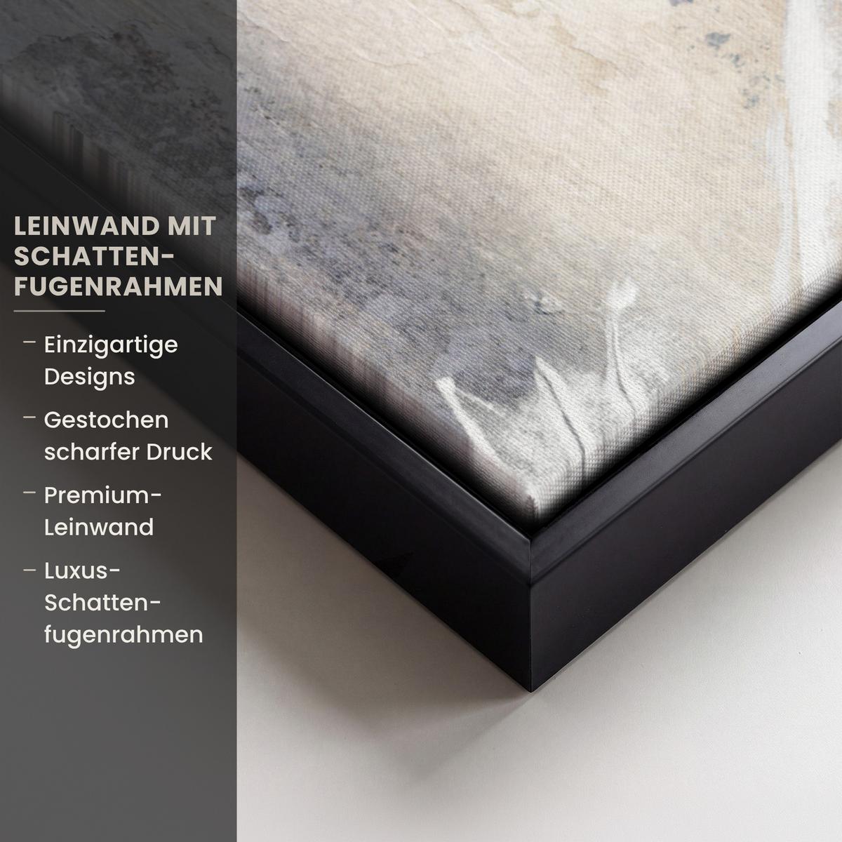 LEINWAND Bilder mit Rahmen - Luxus - Abstrakt - Gold - Weiß - 80x60 - Goldfarben, Textil (80/60cm) - MuchoWow