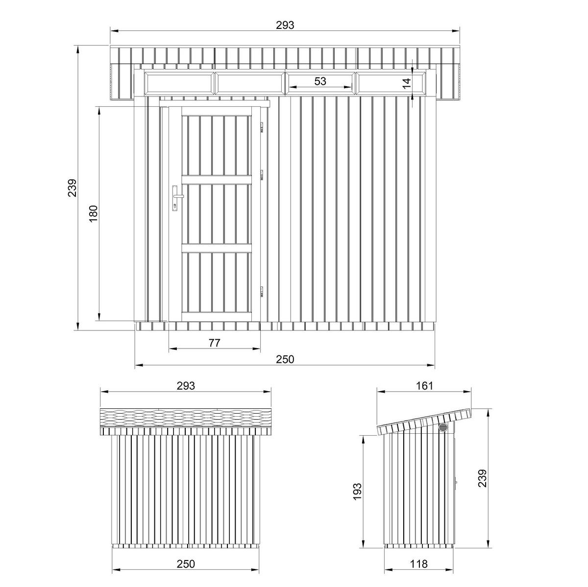 HOLZ-GARTENHAUS basis LP SmartSide 3m² mit B161xL293xH239 cm - M901 - TUNDRA GREY - Grau, Holz (294/239/161cm) - Timbela