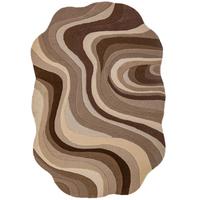 WOLLTEPPICH handgetuftet EFFRA, Wellen-Swirl, Natur, 140 x 200 cm - Beige, Textil (140/200cm) - KADIMA DESIGN