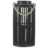 LATERNE Schwarz Luzon - Beige/Schwarz, Holz (21/40/21cm) - Beliani