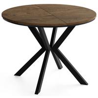 ESSTISCH Valio rund oval ausziehbar verlängerbar mit schwarzen Metallbeinen, Eiche Braun Rustikal 100-140/100/76 cm - Alteiche/Schwarz, Holzwerkstoff/Metall (100/140/76cm) - WFL GROUP