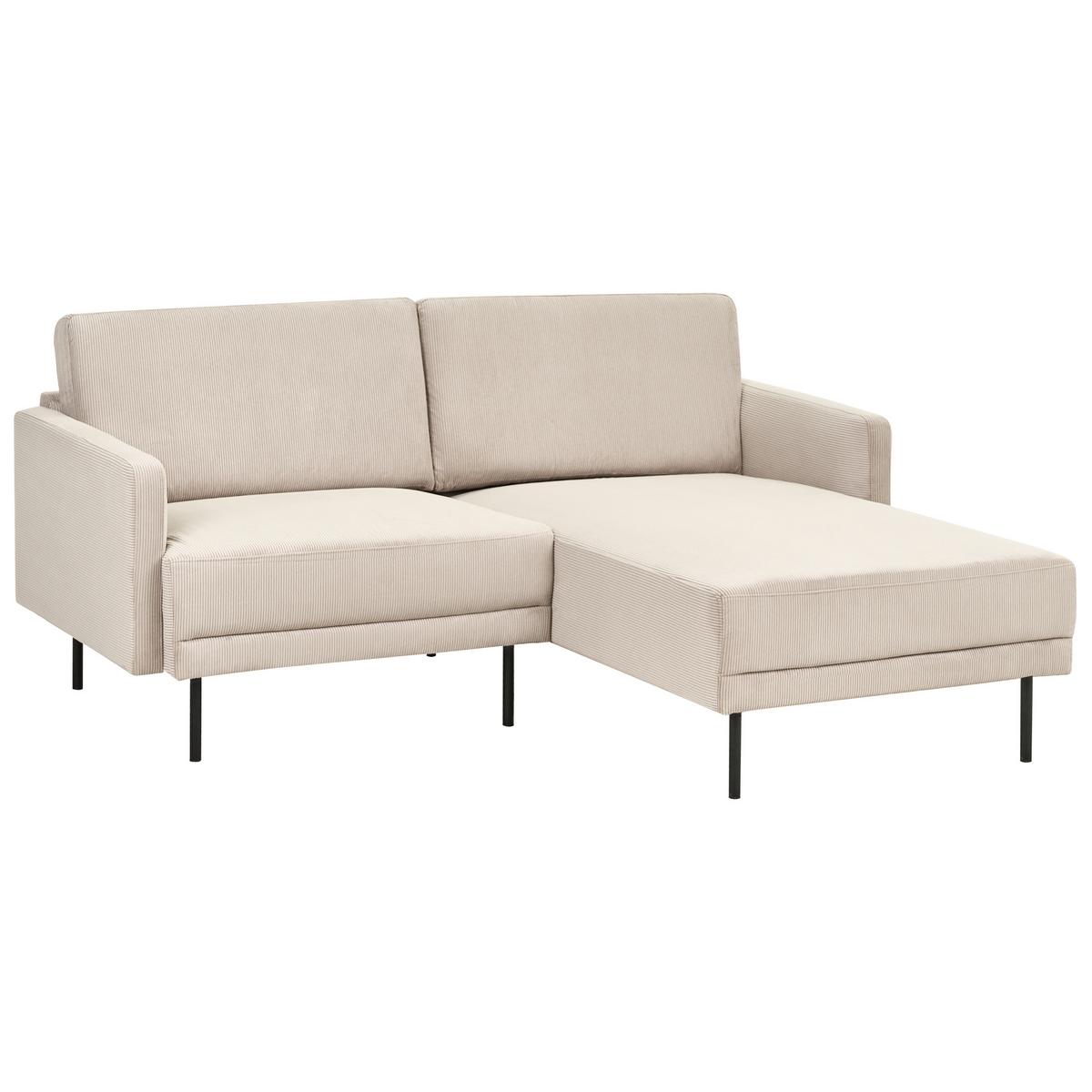 ECKSOFA 2-Sitzer Cord Beige linksseitig Breda - Beige/Schwarz, Textil (192/155cm) - Beliani