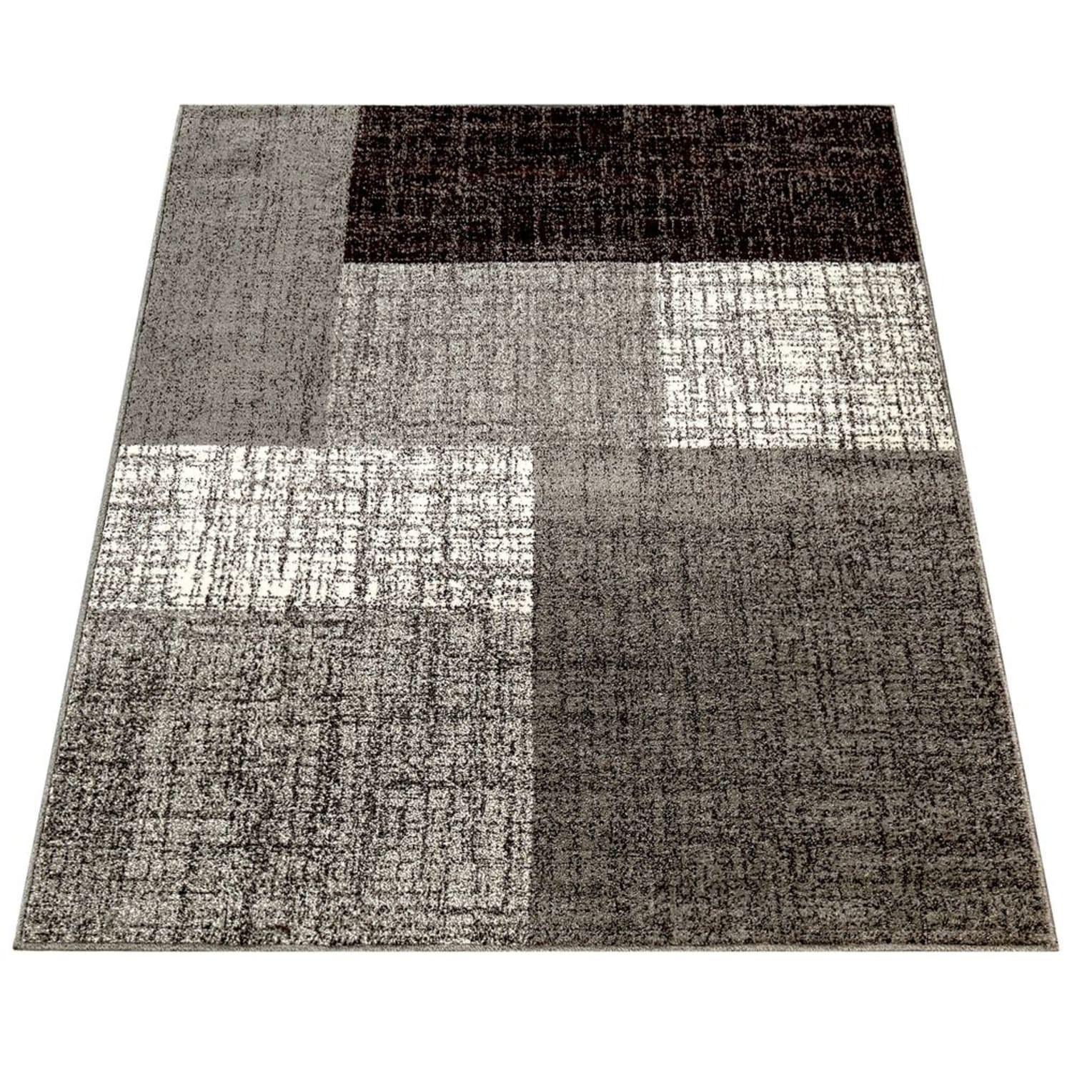 KURZFLORTEPPICH, mit geometrischem Blockmuster, Grau, 140 x 200 cm - Grau, Textil (200/140cm) - KADIMA DESIGN